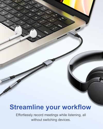 Adaptador USB C a Jack 3.5mm, Adaptador Auriculares Tipo C with Chip DAC adaptador Jack a USB C Splitter para iPhone 17/16/15 Pro Max Plus, iPad, MacBook, Galaxy S25 S24, Google Pixel, Huawei, Xiaomi - imagen 3