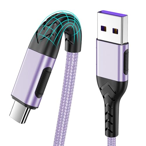Image of Durcord USB C Charger Cable, 2Pack 6ft USB Charger Fast Charging Type C Cord Cable, Type C Charger Cable Compatible with iPhone 15 Pro /Plus /Max /Android /Phone /Pad-Light Purple