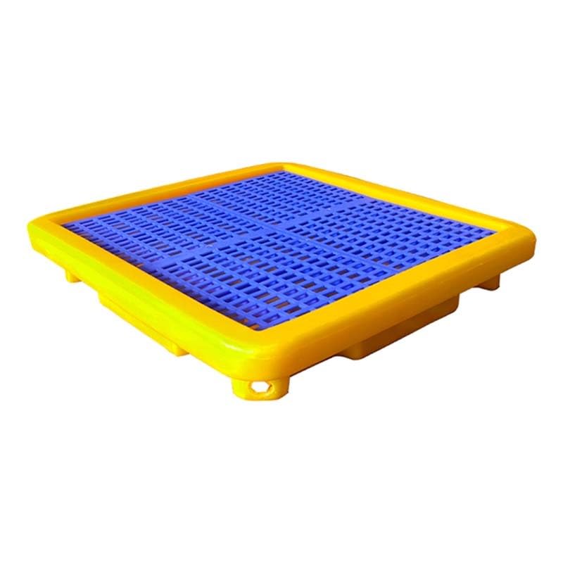 XBTGS Pallet industriale modulare di contenimento delle perdite, vassoio impilabile a prova di perdite per stoccaggio di fusti dell'olio e secchio di vernice, uso in garage e in officina, giallo, 2