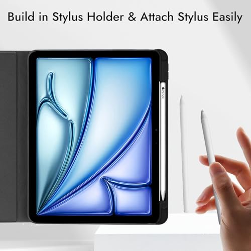 Image of Robustrion Case Cover for iPad Air 11 inch M4 / M3 / M2 (2024 /2025) / iPad Air 5th Generation Cover / 4th Gen 10.9 inch with [Pencil Holder Right Side] [Auto Sleep Wake] Folio Cover Case - Ocean Black