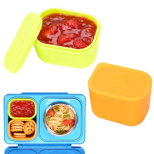 LUVCOSY Dip Containers for OmieBox UP bento Box, 2 Pack Leakproof Salad Dressing Container To Go, Condiment Containers with Lids - Food Safe Silicone - 4.5 ounces