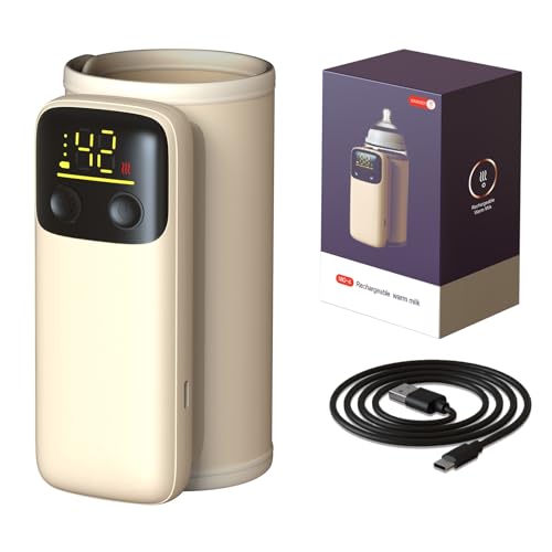 Image of Portable Bottle Warmer for Travel, Leak-Proof, Touch Control & LCD Display, Long Battery Life for Constant-Temp for 5-8 Hours, Feeding While Charging, Fast-Charging