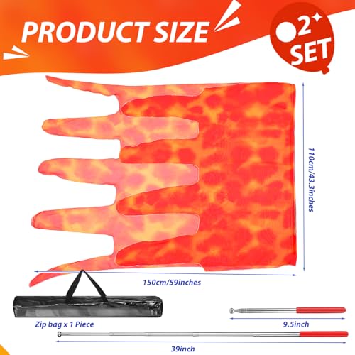 HunnmingRe 2 Pcs Worship Flags for Dance Church Praise Dance Flags for Worship Double Layer Fire Flag with Flexible Rods and Storage Bag for Church Dancing Practice Performance Banner Red and Yellow
