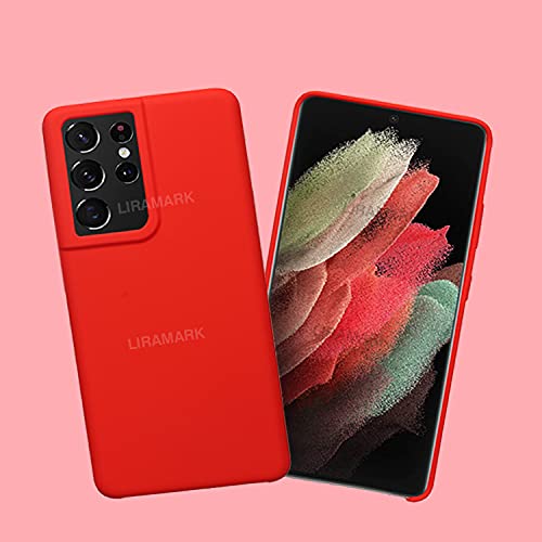 Image of LIRAMARK Liquid Silicone Soft Back Cover Case for Samsung Galaxy S21 Ultra (Red)