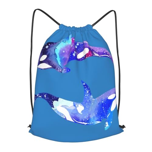 TTIGLHOH Orca Killer Whale - Mochila con cordón ajustable de poliéster para gimnasio, viajes, Negro, M
