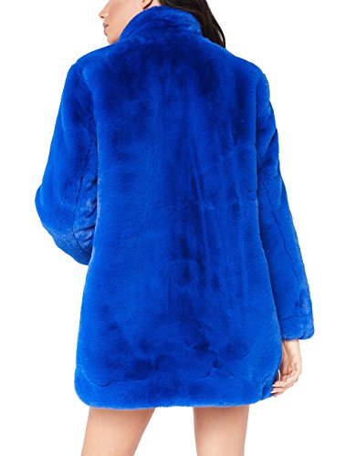 Remelon Womens Long Sleeve Winter Warm Lapel Fox Faux Fur Coat Jacket Overcoat Outwear With Pockets Blue L #TOP2