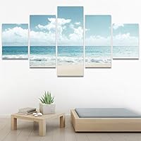 SIGNWIN 5 Panel Canvas Wall Art Modern Art Beach Coastal Expressive Global Multicolor Photography for Home Decorations Ready to Hang - 60