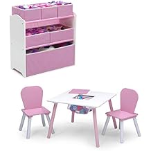 Delta Children 4-Piece Toddler Playroom Set, Pink/White