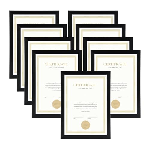 EYMPEU Black A4 Picture Frame, 9 Pack A4 Photo Frame, A4 Certificate Frames for Tabletop Display and Wall Hanging