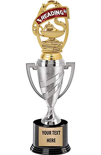 Crown Awards Reading Trophy, 14" Silver Cup Kids Reading Trophies, Enter Your Own Engraving, 1 Pack Prime