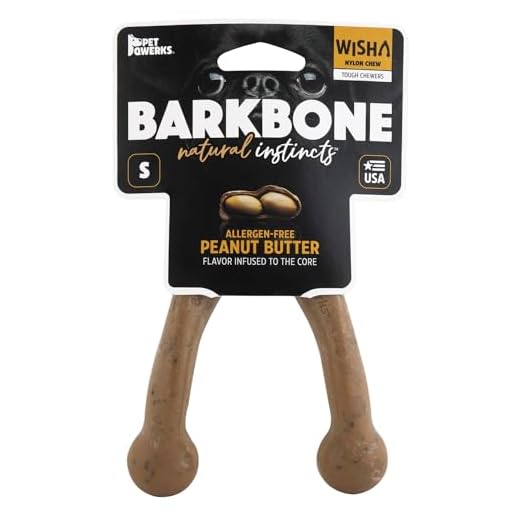 Pet Qwerks Wishbone BarkBone - Nylon Chew Toy for Aggressive Chewers - Peanut Butter Flavor - 5.38"