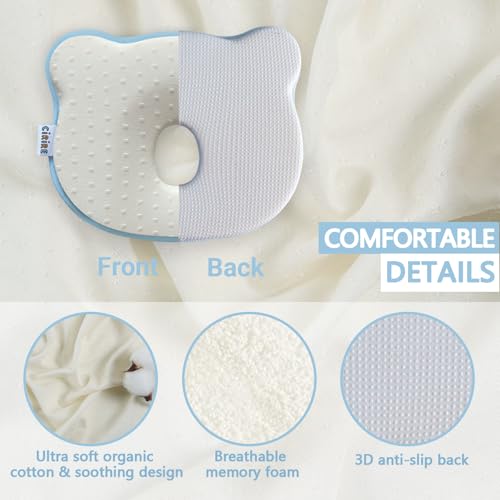 CIRIRE Memory Foam Baby Cushion, Soft Cozy Machine-Washable, Head and Neck Support Breathable Anti-Slip Design for Infants for Small Boys and Girls Tummy Time(Beige)