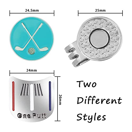 Ibequem 2Pcs Golf Ball Markers With Metal Magnetic Hat Clips, Funny Golf Putting Alignment Aiming Tool, Removable Attaches Easily Golf Accessories For Men Women Premium Novelty Value Gifts #TOP1
