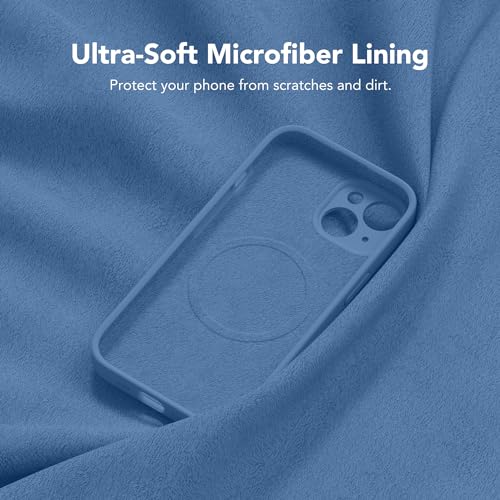Image of Magnetic for iPhone 15 Case, Compatible with MagSafe, [Screen Protector + Full Camera Protection], Silicone Shockproof Anti-Scratch Protective Phone Case for iPhone 15 6.1 inch, Lake Blue
