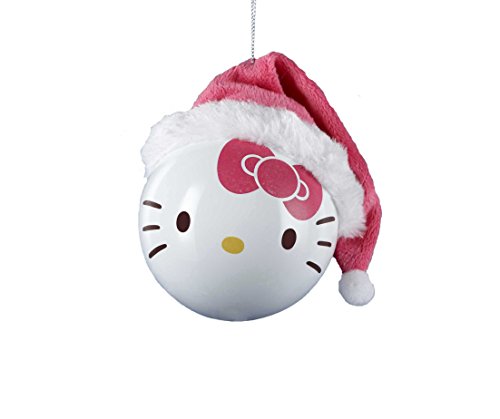 Kurt Adler Hello Kitty Wearing Pink Santa Hat Shatterproof Christmas Ornament