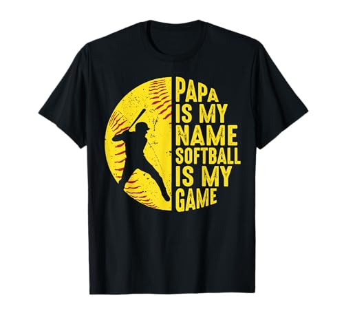 Papa Dad Playing Softball Fathers Day Player Men Father T-Shirt