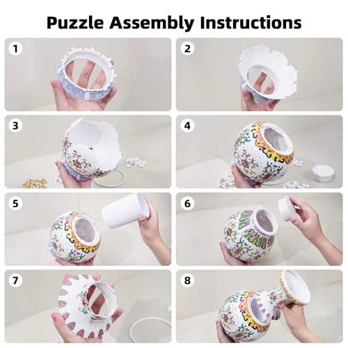 Image of LED 3D Puzzle Vase for Adults - Difficult Floral Puzzle Craft for Home or Office - Violet Songbird