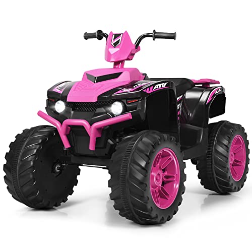 DREAMADE 12V Elektroquad für Kinder, Kinderquad mit LED-Lichte & Musik & Hupe & USB & Langsamer Start, Elektromotorrad, Elektrofahrzeug für Kinder 3-7 Jahre, bis 35kg belastbar (Pink)