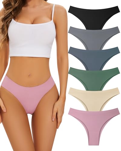 Womens Underwear Seamless Cheeky Underwear for Women No Show Panties for Women Stretch Bikini Breathable Panties 6 Pack