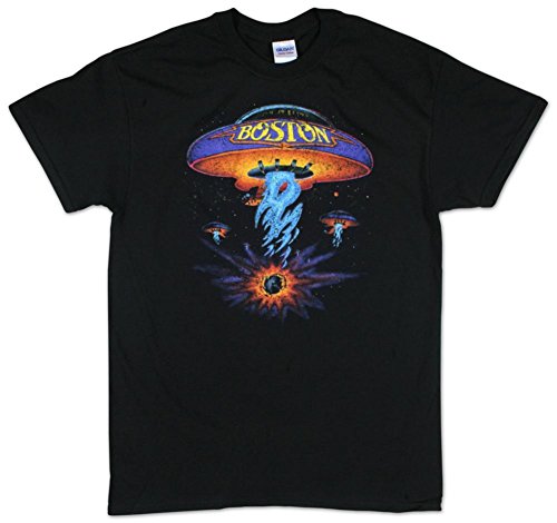 Boston Spaceship Classic Rock Adult T-Shirt - Black (Large)