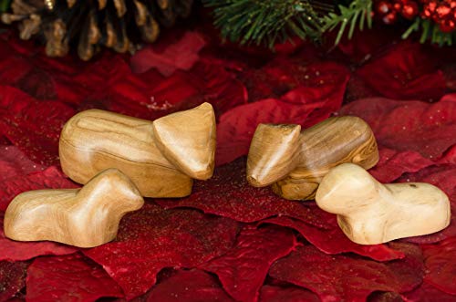 Holy Land Olive Wood Faceless Nativity Set From Israel, 12 Piece Unique Indoor Wooden Nativity Scene, Jesus Mary & Joseph Holy Family In The Manger Figurines, Seasonal Home Décor Accent For Christmas #TOP7