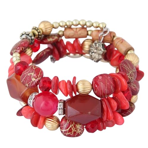 Bracelet en pierre et résine vintage : l'éclat des perles multicouches ethniques pour femme