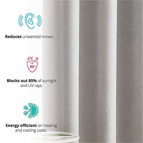 Hlc.me Syracuse Thermal Insulated Blackout Room Darkening Energy Savings Window Curtain Grommet Panels Bedroom, Set Of 2 (52 W X 96 L Long, Light Grey) #TOP2