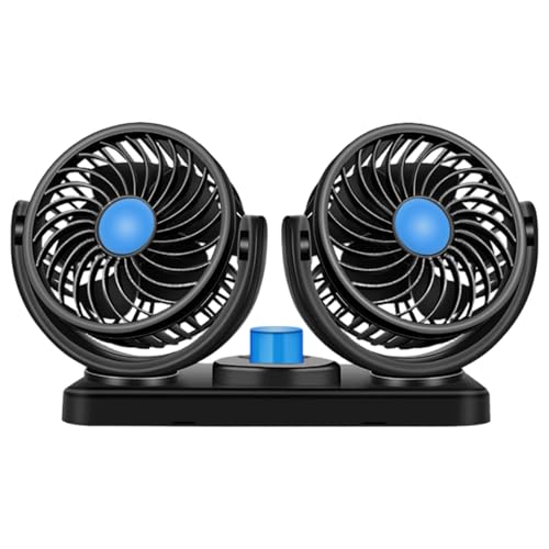 Ventilador de automóviles, 2 cabezas 2 velocidades de 12 V ventilador de automóvil 360 ° Accesorios automotrices de enfriamiento silencioso rotatorios para vehículos SUV RV Vehículos, circulación de