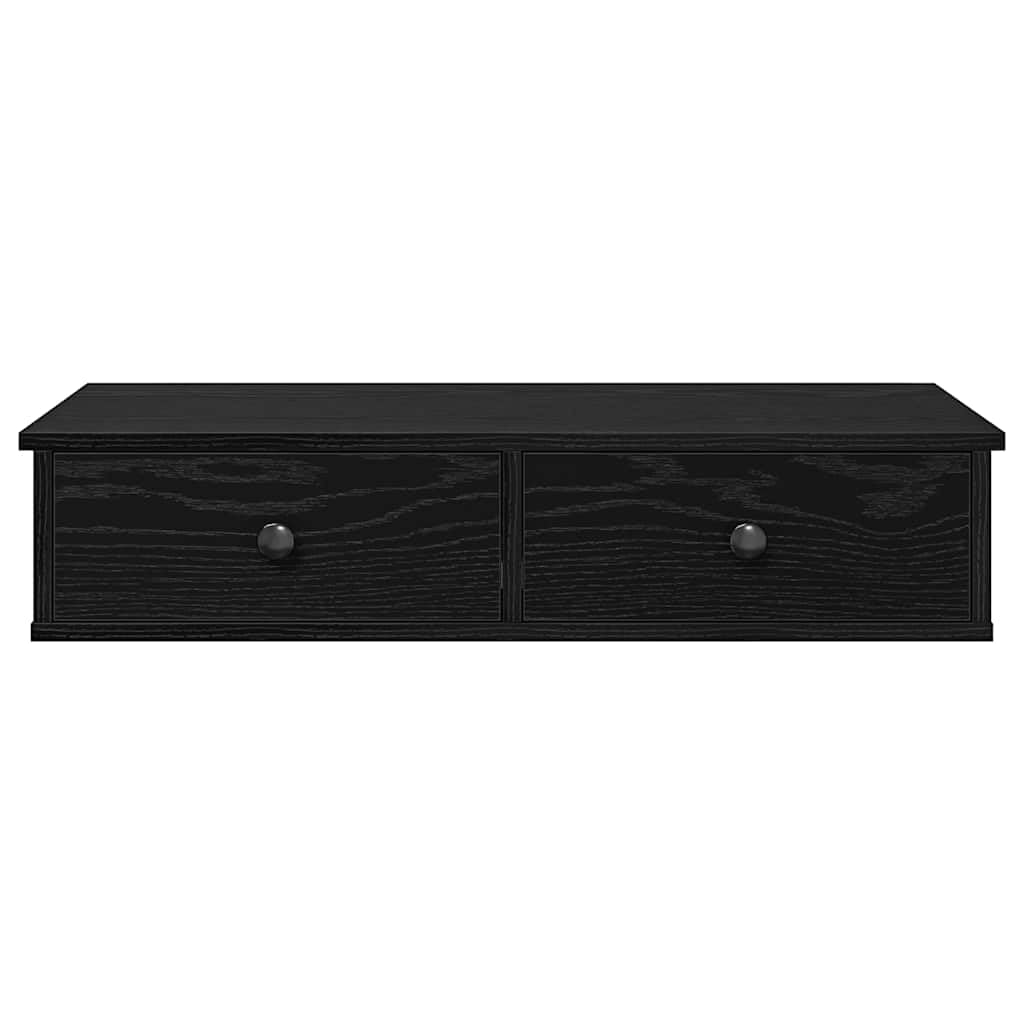 Generisch Wandregal mit Schubladen Schwarz 80x31x17 cm Holzwerkstoff,Möbel,Regalsysteme,Wandregale-859951