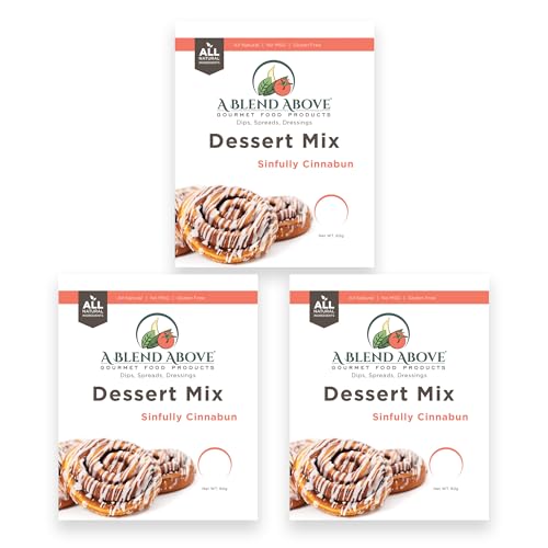 A Blend Above Sinfully Cinnabun dip Mix - No-Bake Desserts, All Natural, Gluten Free, No MSG - Instant Dessert Mix, Fruit Dip, Bagel Topping, Frosting, Cheesecake Filling - Makes 16 Oz (Pack of 3)