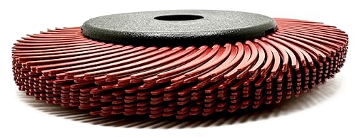 Image of Radial Bristle Brush, 6 in x 1 /2 in x 1 in 220 Grit (Red) with Adapter, Type C Curved Bristle (Pack of 1)