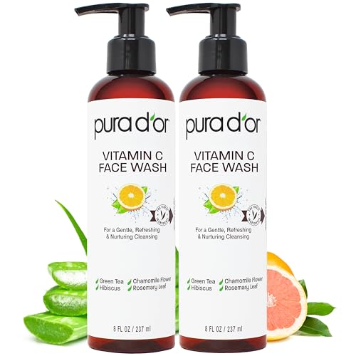 PURA D'OR Vitamin C Face Wash Gentle Daily Facial Cleanser, 8oz, 2-pack - image 1