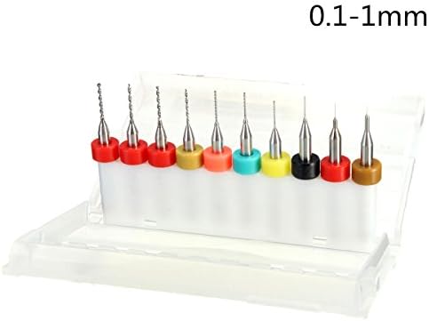 Drillpro 10Pcs PCB Print Circuit Board Carbide Micro Drill Bits Tool 0.1mm to 2.0 mm