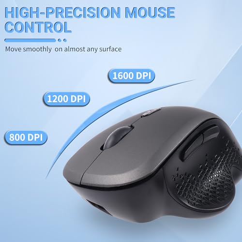Ratón vertical ergonómico para evitar dolor de muñeca con conexión dual gris 6