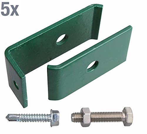 Gah-Alberts 672836 Mounting Set for Double-Wire Mesh Panel Pack of 5 Green Plastic-Coated - Image 2