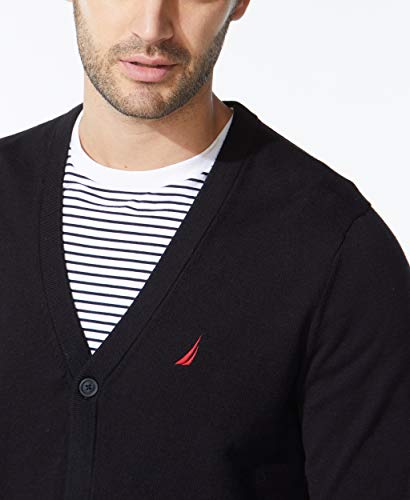 Nautica Mens Nautica Men's Navtech Knit Cardigan Sweater, True Black, Large Us #TOP3
