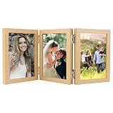 Czemo Cadre Photo Couleur Claire 10x15 CM Trois cadre photo Collage Pliable Multiple Photos Cadeau Famille,Moderne Mural ou Table Famille,Décoration Maison Anniversaire De noël