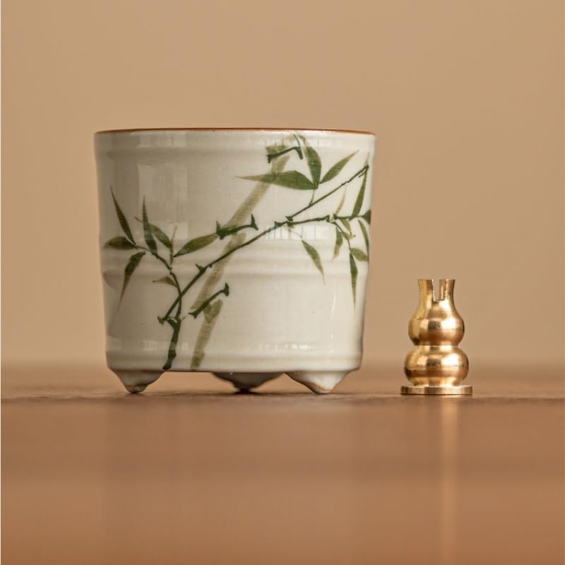 Porta incenso piccolo portaincenso in ceramica accessori per la cerimonia del tè cinese Bruciatore di incenso in linea retrò Bruciatore per aromaterapia dipinto a mano Bruciatore di incenso cascata