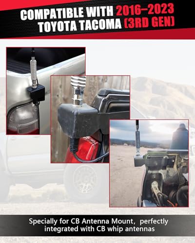 Image of Tacoma Tailgate Antenna Mount with SO-239 CB Antenna Stud Adapter Combo Kit, Tailgate CB Antenna Bracket Fits 2016-2023 3rd Gen Tacoma (Driver Side)