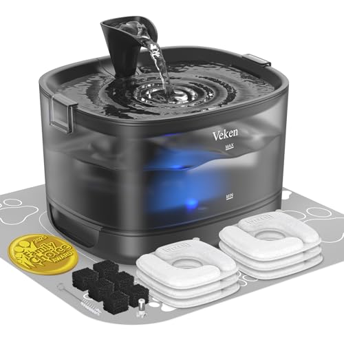Veken 85oz Plastic Cat Water Fountain with Multi-Stage Filtration