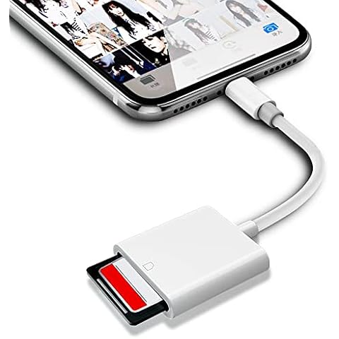 SD Card Reader for iPhone/iPad,Lightning to SD Card Camera Reader Adapter Converter for iPhone 13/12/11/X/XS/XR/8/7 iPad,Support iOS 9-15 Later,Plug and Play Cover