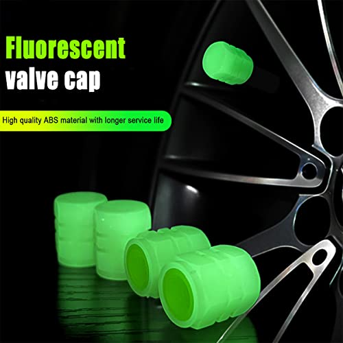Tire Valve Stem Caps for Car, 4PCS Noctilucous Tire Air Caps Cover, Illuminated Auto Wheel Valve Stem Cap, Car Accessories Universal for Car, Truck, SUV, Motorcycles, Bike