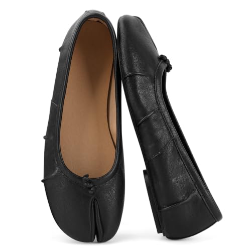 Image of VBDB Tabi Ballet Flats for Women Dressy Casual Shoes Split Toe Wide Flats Light Weight Japanese Shoes