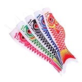 BESPORTBLE 5個風 鯉のぼり 吹流し 旗 魚モチーフ 屋外用 軽量 ポール取り付け可能 風でなびく イベント装飾