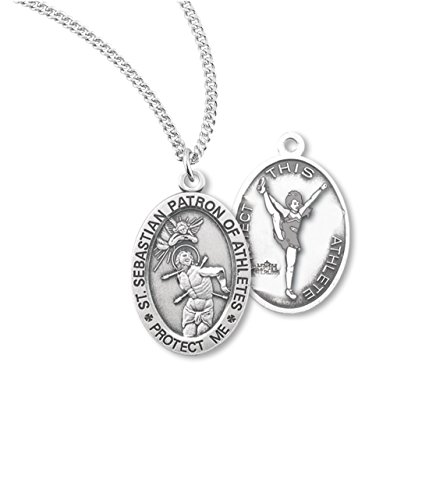 BERTOF Women's CHEERLEADING SAINT SEBASTIAN 100% Sterling Silver Patron Saint of Athletes Double Sided Sport Medal ZOLA Series