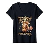 Women's Inappropriate Funny Squirrel Certified Nut Collector Meme V-Neck T-Shirt