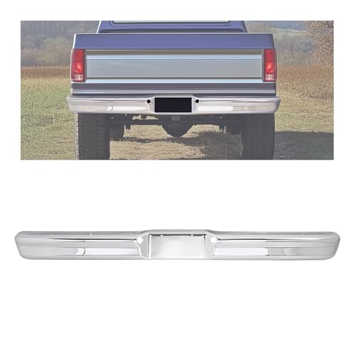 KUAFU Rear Bumper Face Bar Compatible with 1980-1986 Ford F100 / F150 / F250 / F350 Steel Silvery Bumper Chrome