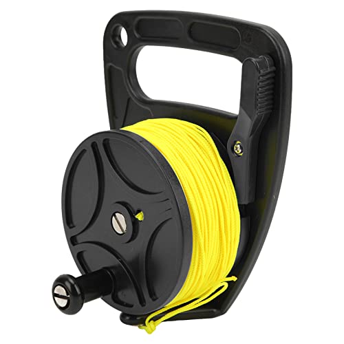 Diving Reels, Spool Finger Reel Anchor Rope Spool Multi Purpose with Retractable Yellow Wire for Cave Exploration Diving Snorkeling (black)