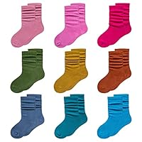 MINI PANDA Girls Socks - 9 Pairs Long Socks for Little Girls