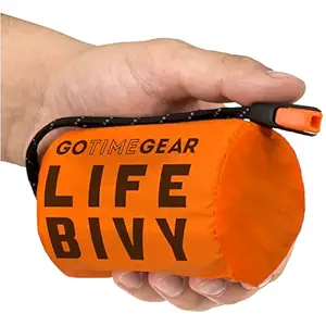 Life Bivy Emergency Sleeping Bag Thermal Bivvy - Use as Emergency Bivy Sack, Survival Sleeping Bag, Mylar Emergency Blanket, Survival Gear - Includes Nylon Sack with Survival Whistle + Paracord String
